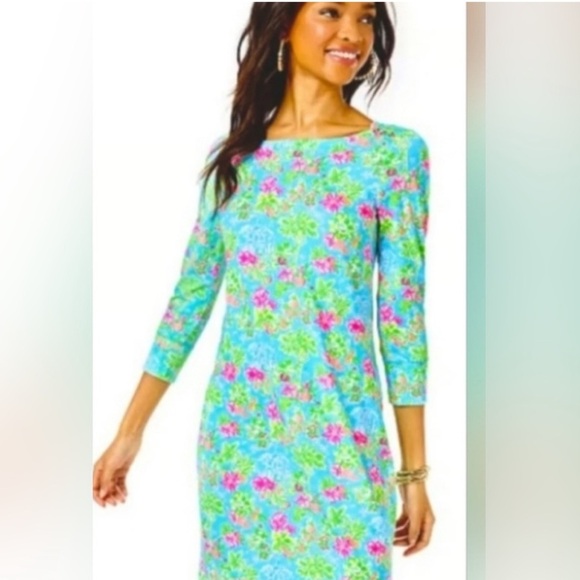 Lilly Pulitzer Dresses & Skirts - Lilly Pulitzer Vibrant Floral Dress in Blue and Pink